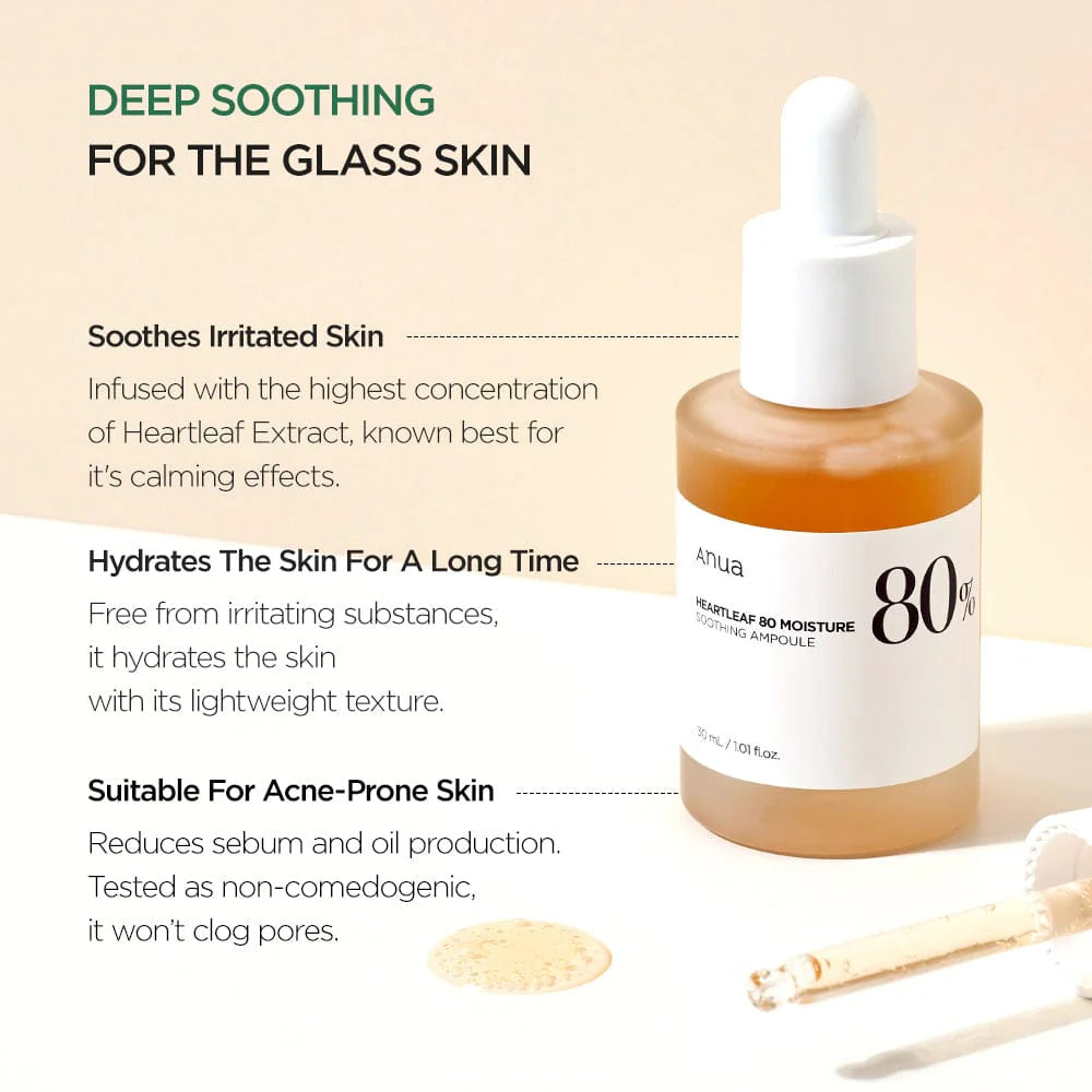 Anua Heartleaf 80% Moisture Soothing Ampoule 30ML