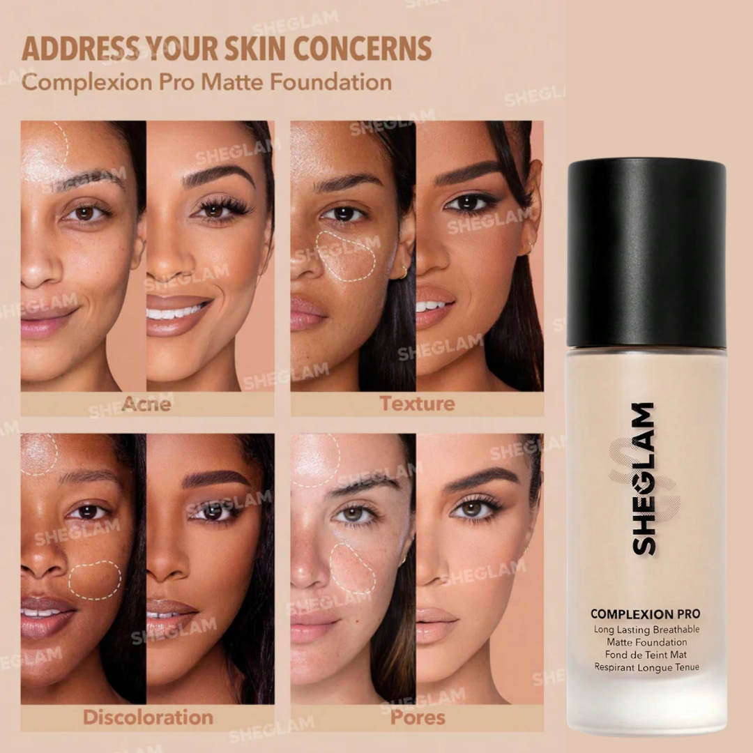 Sheglam Complexion Pro: Long-Lasting, Breathable Matte Foundation in Porcelain - Flavless.com