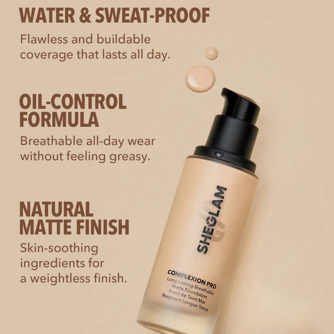 Sheglam Complexion Pro: Long-Lasting, Breathable Matte Foundation in Porcelain - Flavless.com