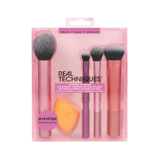 Real Techniques Everyday Essentials Makeup Brush Set: 5-Piece Kit for Flawless Face & Eyes - Flavless.com