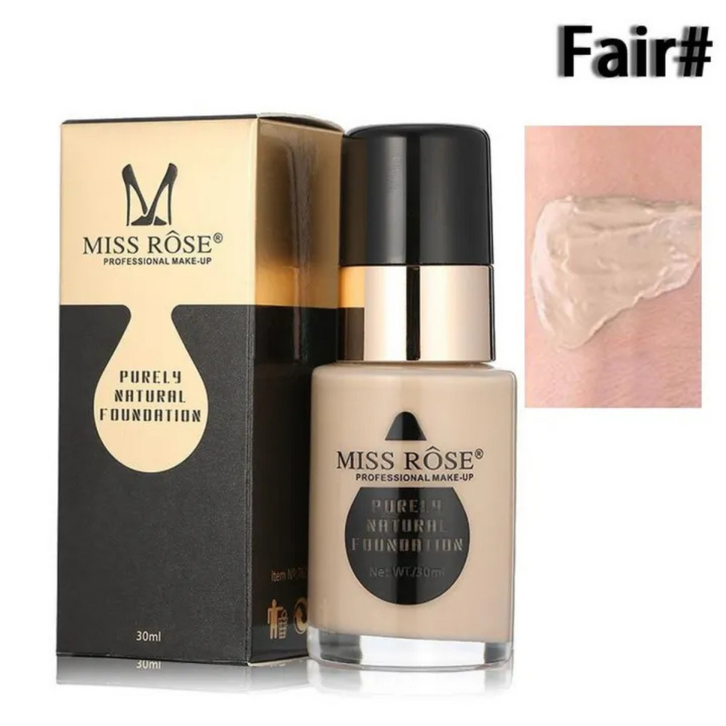 Miss Rose Waterproof Moisturizing Oil Free Full Coverage Deep Whitener Liquid Foundation 30Ml