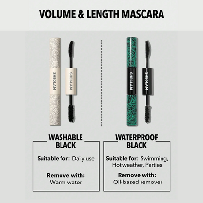 SHEGLAM All-In-One Volume & Length Mascara - Washable Black Mascara for Clump-Free Lashes - Flavless.com