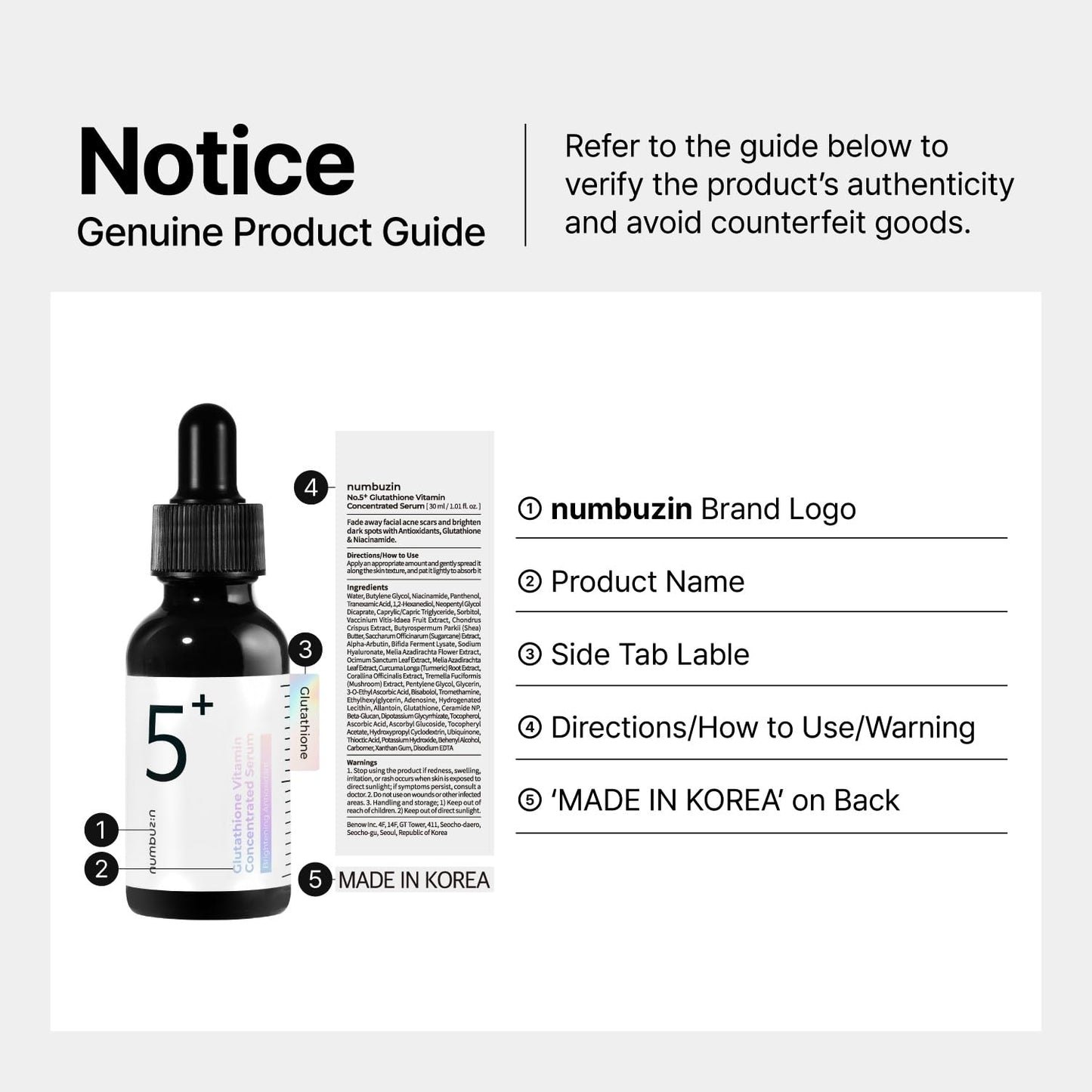 No.5+ Glutathione Vitamin Concentrated Serum 30ML