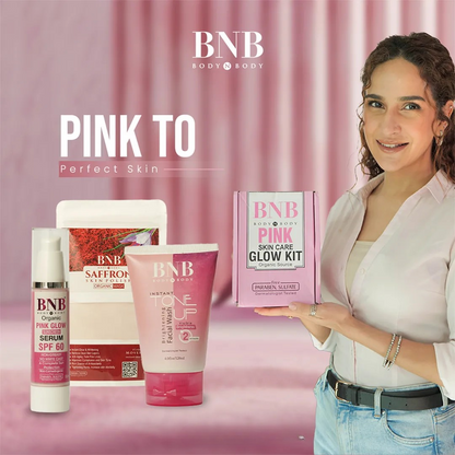 BNB Pink Glow Kit (Toneup Facewash + Saffron Mask + Pink Glow Sunscreen Spf 60 ) - Flavless.com